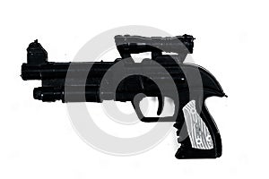 A black toy gun isolated on white.