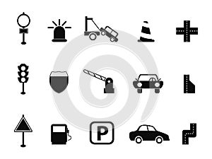 Black traffic icon set
