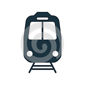 Black Train Silhouette Icon. Railway Station Sign for Electric Public Transport Glyph Pictogram. Modern Train for Rail