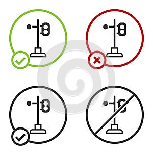Black Train traffic light icon isolated on white background. Traffic lights for the railway to regulate the movement of