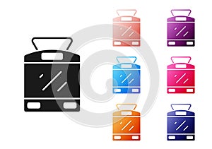 Black Tram and railway icon isolated on white background. Public transportation symbol. Set icons colorful. Vector