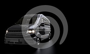 black transport van on a dark background