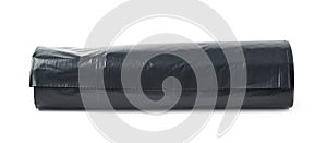 Black trash bag roll isolated