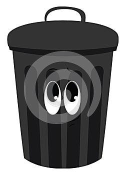 Black trash can, illustration, vector