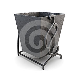 Black trash can on a white background. 3d render image