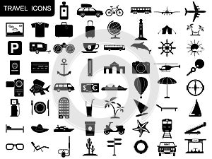 Black travel icons