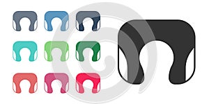 Black Travel neck pillow icon isolated on white background. Pillow U-shaped. Set icons colorful. Vector