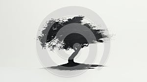 Black tree silhouette with textured artistic brushstroke effect