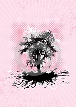 Black tree with splash roots.