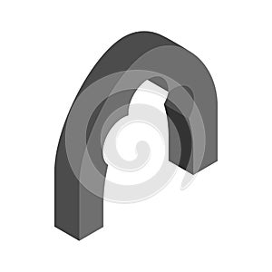 Black trefoil arch icon, isometric 3d style