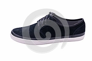 black trendy sneaker shoe isolated on white background