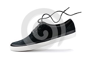 black trendy sneaker shoe isolated on white background