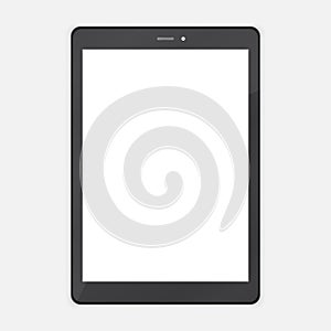 Black trendy Tablet PC illustration with blank white screen.