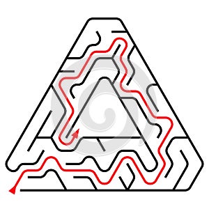 Black triangular maze with help