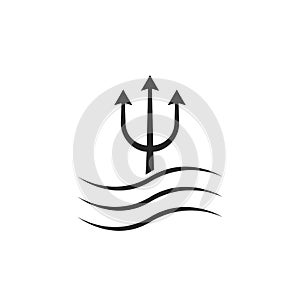 Black trident icon with waves