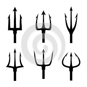 Black trident silhouette vector set photo