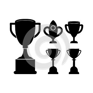 Black Trophy icon set vector on white background