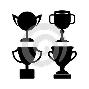 Black Trophy icon set vector on white background
