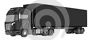 Black truck with container isolated on white. My own design