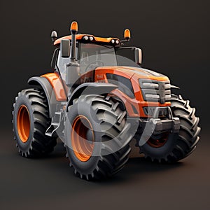 Ultra Realistic 3d Orange Tractor Model With Streamlined Styling photo