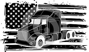 black truck silhouette with american flag , vector illustration design