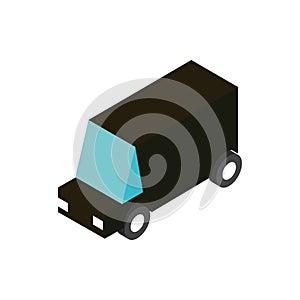 Black truck transport vehicle isometric icon