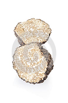 Black truffle section on white