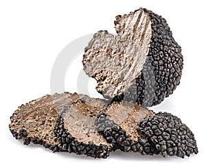 Black truffles isolated on a white background