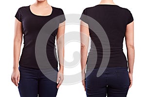 Black tshirt on a young woman