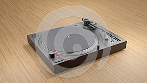 A black turntable abstract background. 3D illustration