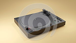 A black turntable abstract background. 3D illustration