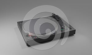 A black turntable abstract background. 3D illustration