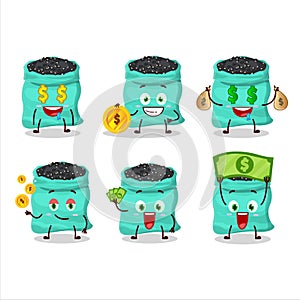 Black turtle beans cartoon character with cute emoticon bring money