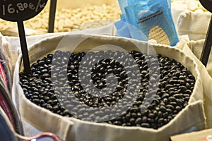 Black turtle beans on sale in San Miguel Market