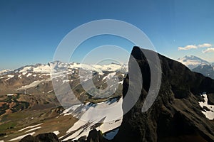 Aerial view of the Black Tusk in Garibaldi Provincial Park, British Columbia