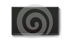 Black TV flat screen, plasma mock up on the wall