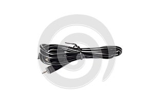 Black twisted cable isolated on a white background