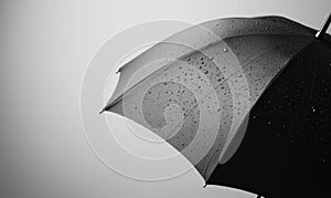 A black umbrella with raindrops on it