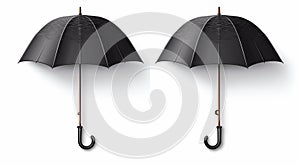 Black umbrella realistic blank parasols various position.
