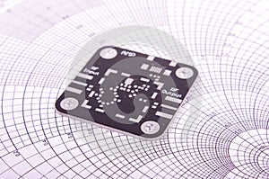 Black unassembled PCB on the Smith chart