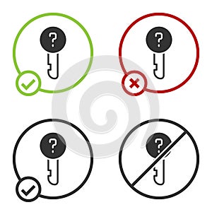 Black Undefined key icon isolated on white background. Circle button. Vector Illustration