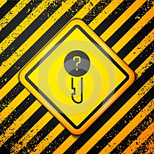 Black Undefined key icon isolated on yellow background. Warning sign. Vector