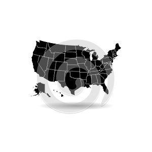 Black United States of American Map icon or logo