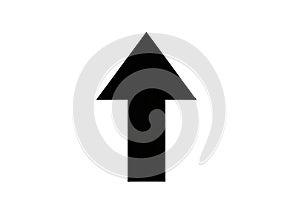 Black upward arrow symbol isolated on white background