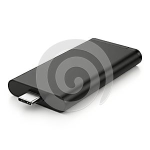 Black USB-C external solid state drive for data storage