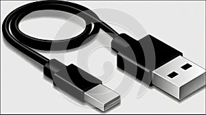 Black USB-C to USB-A Cable for Data Transfer and Charging