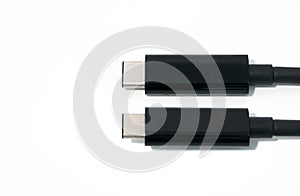 Black USB-C / USB Type-C Cable and connectors on white background
