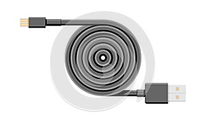 Black USB Cable Isolated on White