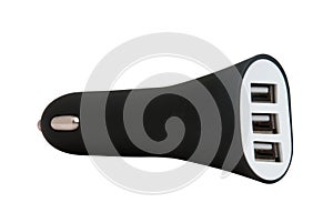 Black USB electronics device car charger