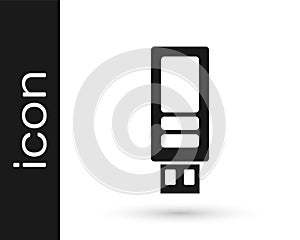 Black USB flash drive icon isolated on white background. Vector